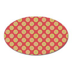 Mod Yellow Circles On Orange Oval Magnet