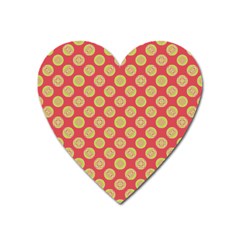 Mod Yellow Circles On Orange Heart Magnet