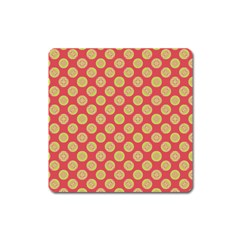 Mod Yellow Circles On Orange Square Magnet