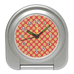 Mod Yellow Circles On Orange Travel Alarm Clocks