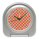 Mod Yellow Circles On Orange Travel Alarm Clocks Front