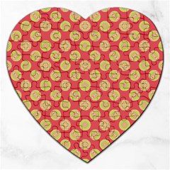 Mod Yellow Circles On Orange Jigsaw Puzzle (Heart)