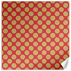 Mod Yellow Circles On Orange Canvas 12  x 12  