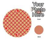 Mod Yellow Circles On Orange Playing Cards 54 (Round)  Front - Heart4