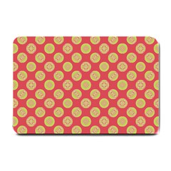 Mod Yellow Circles On Orange Small Doormat 