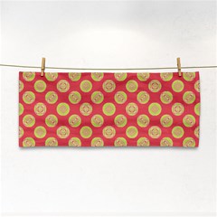 Mod Yellow Circles On Orange Hand Towel