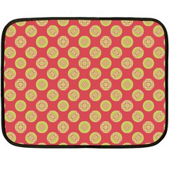 Mod Yellow Circles On Orange Double Sided Fleece Blanket (Mini) 