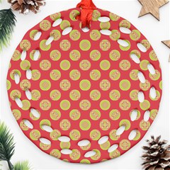 Mod Yellow Circles On Orange Ornament (Round Filigree) 