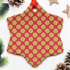 Mod Yellow Circles On Orange Ornament (Snowflake) 