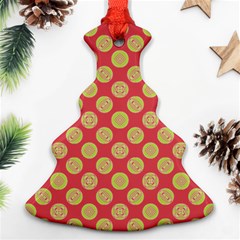 Mod Yellow Circles On Orange Ornament (christmas Tree) by BrightVibesDesign