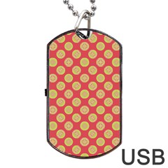 Mod Yellow Circles On Orange Dog Tag USB Flash (Two Sides) 