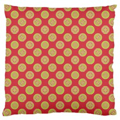 Mod Yellow Circles On Orange Large Cushion Case (One Side)