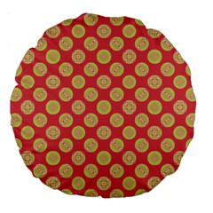 Mod Yellow Circles On Orange Large 18  Premium Round Cushions