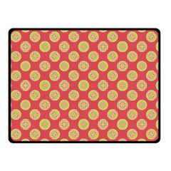 Mod Yellow Circles On Orange Double Sided Fleece Blanket (Small) 