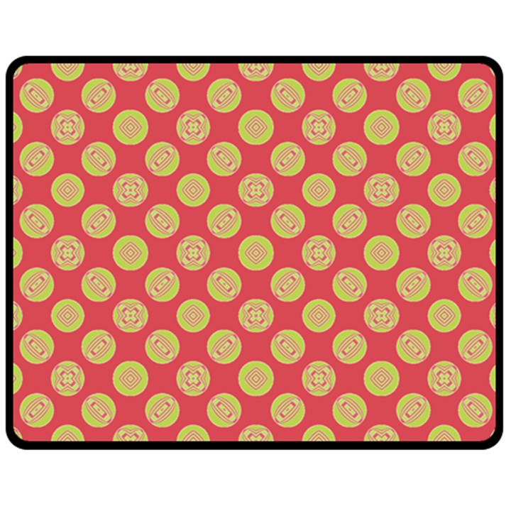 Mod Yellow Circles On Orange Double Sided Fleece Blanket (Medium) 