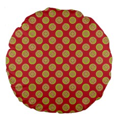 Mod Yellow Circles On Orange Large 18  Premium Flano Round Cushions