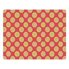 Mod Yellow Circles On Orange Double Sided Flano Blanket (Large) 