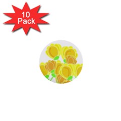 Yellow Flowers 1  Mini Buttons (10 Pack) 