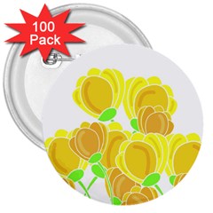 Yellow Flowers 3  Buttons (100 Pack) 