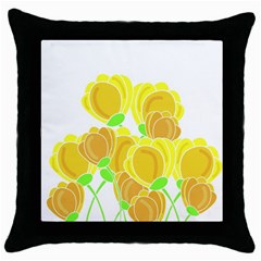 Yellow Flowers Throw Pillow Case (black)