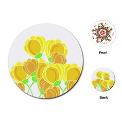 Yellow Flowers Playing Cards (round)  by Valentinaart