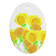 Yellow Flowers Oval Ornament (two Sides) by Valentinaart