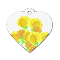 Yellow Flowers Dog Tag Heart (two Sides)