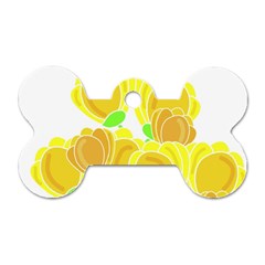 Yellow Flowers Dog Tag Bone (two Sides)