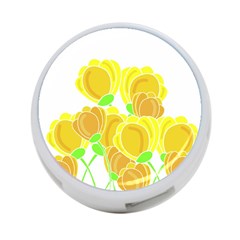 Yellow Flowers 4-port Usb Hub (two Sides) 