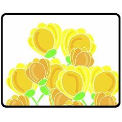 Yellow Flowers Fleece Blanket (medium)  by Valentinaart