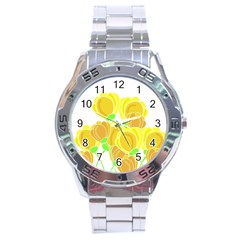 Yellow Flowers Stainless Steel Analogue Watch by Valentinaart