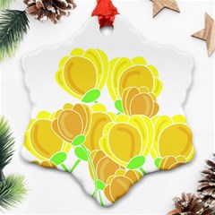 Yellow Flowers Snowflake Ornament (2-side) by Valentinaart