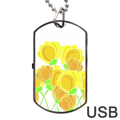 Yellow Flowers Dog Tag Usb Flash (one Side)