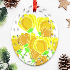 Yellow Flowers Oval Filigree Ornament (2-side) 