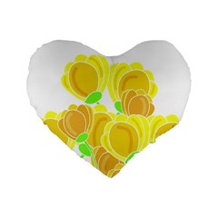 Yellow Flowers Standard 16  Premium Heart Shape Cushions