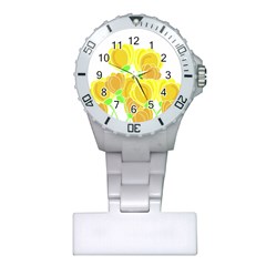 Yellow Flowers Plastic Nurses Watch by Valentinaart