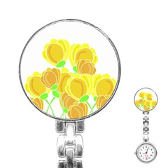 Yellow Flowers Stainless Steel Nurses Watch by Valentinaart