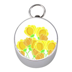 Yellow Flowers Mini Silver Compasses by Valentinaart