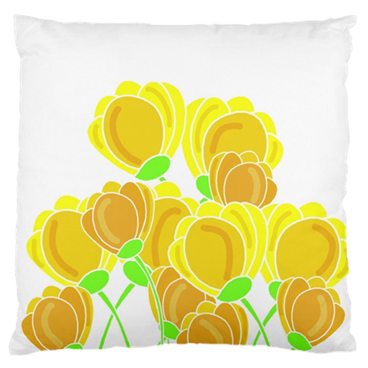 Yellow flowers Large Flano Cushion Case (Two Sides)