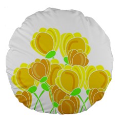 Yellow Flowers Large 18  Premium Flano Round Cushions