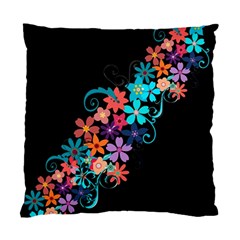 Coorful Flower Design On Black Background Standard Cushion Case (one Side)