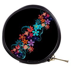 Coorful Flower Design On Black Background Mini Makeup Bags by GabriellaDavid