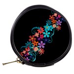 Coorful Flower Design On Black Background Mini Makeup Bags Back