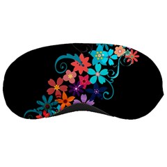 Coorful Flower Design On Black Background Sleeping Masks