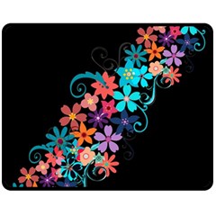 Coorful Flower Design On Black Background Fleece Blanket (medium)  by GabriellaDavid