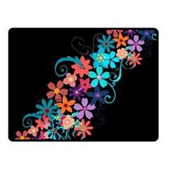 Coorful Flower Design On Black Background Fleece Blanket (small)