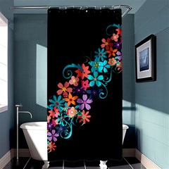 Coorful Flower Design On Black Background Shower Curtain 36  X 72  (stall) 