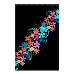 Coorful Flower Design On Black Background Shower Curtain 48  X 72  (small)  by GabriellaDavid