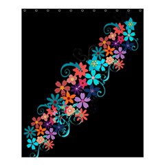 Coorful Flower Design On Black Background Shower Curtain 60  X 72  (medium) 