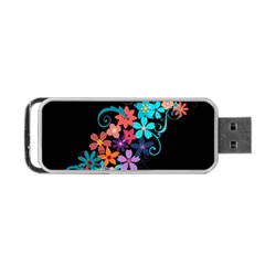 Coorful Flower Design On Black Background Portable Usb Flash (two Sides)